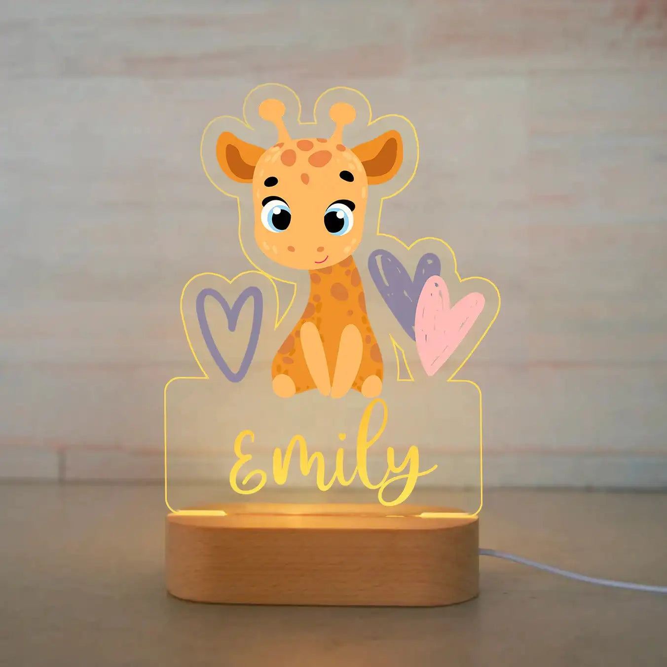 Personalized Children Animal Night Light Custom Name Acrylic Lamp Baby Kids Bedroom Decoration Neonate Birthday Christmas Gift