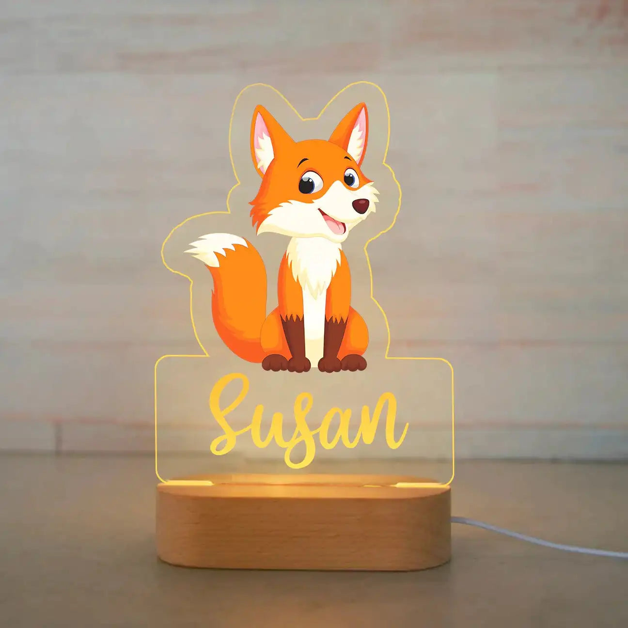 Personalized Children Animal Night Light Custom Name Acrylic Lamp Baby Kids Bedroom Decoration Neonate Birthday Christmas Gift