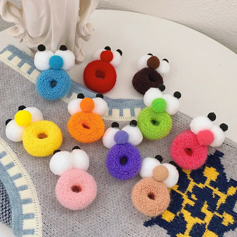 Fashion funny big eyes hair rope scrunchie new cute female girl candy color high stretch hair ring headwear accessories