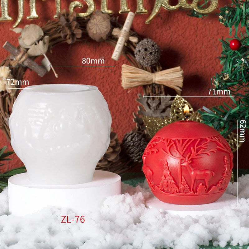 3D DIY Christmas Tree Ball Candle Silicone Mold Elk Star Ball Candle Mold Christmas Gift Cake Chocolate Mould Soap Molds