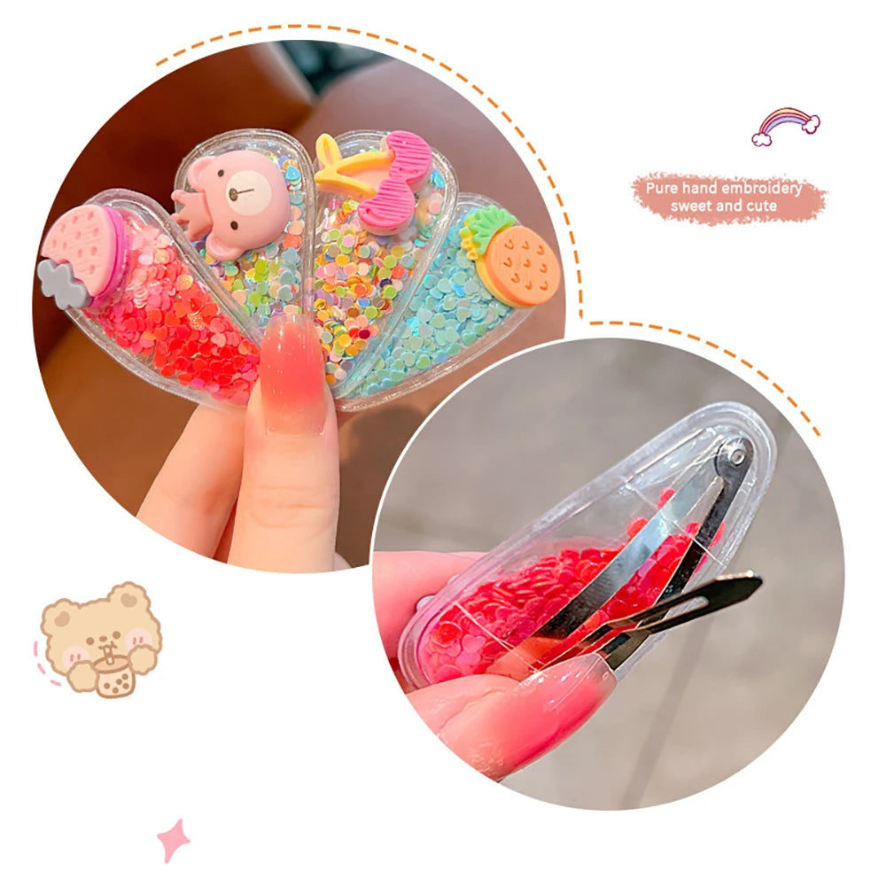 Trend Fashion Girl's Hair Clips Korean Style Glitter Sweet Hairpins For Girls Rabbit Bow Children's Hair Accessories Headwear