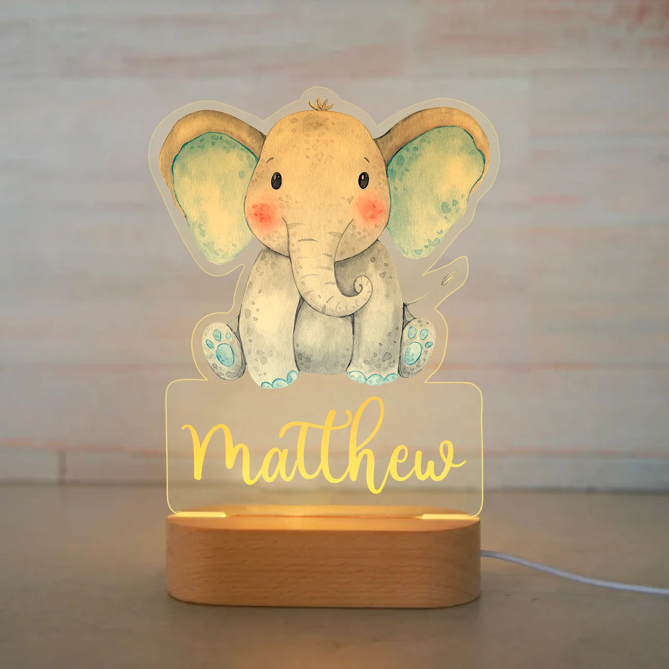 Personalized Children Animal Night Light Custom Name Acrylic Lamp Baby Kids Bedroom Decoration Neonate Birthday Christmas Gift