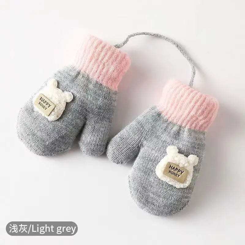 baby Winter Hand Gloves Thick Warmer Knitted Mittens Thicken Mittens for Kids Cute Cartoon Gloves Boys Girls