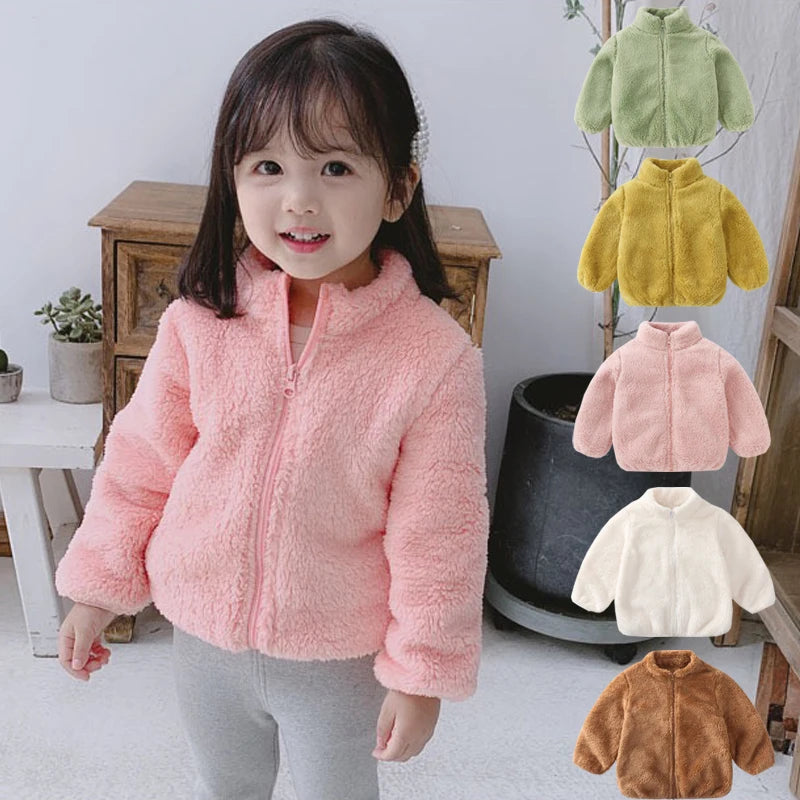 1pcs Boys Girls Autumn Coat Children Winter Thermal Fleece Jacket Kids Coats Double Sided Velvet Outerwear Baby Warm Clothes