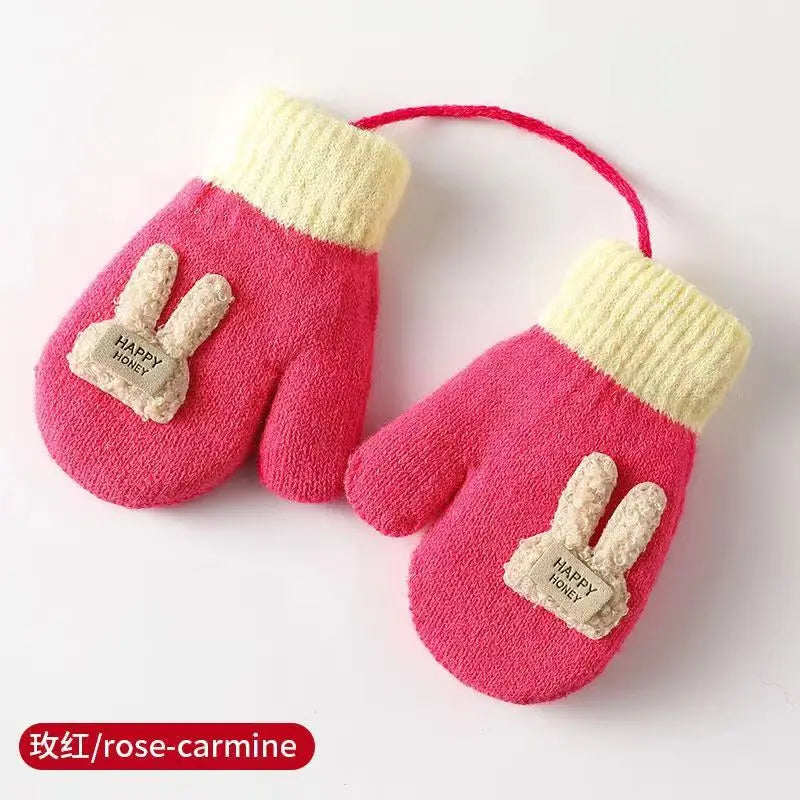 baby Winter Hand Gloves Thick Warmer Knitted Mittens Thicken Mittens for Kids Cute Cartoon Gloves Boys Girls