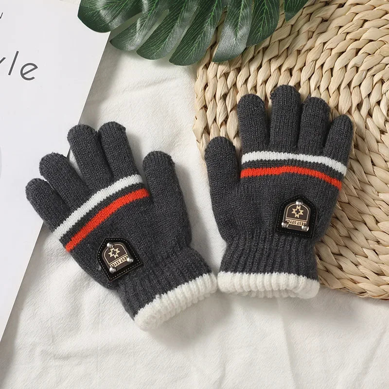 Kids Gloves Winter Full Finger Gloves Knitted Soft Children Mittens 6-12Y Boys Girls Gloves Thick Keep Warm Autumn Glove