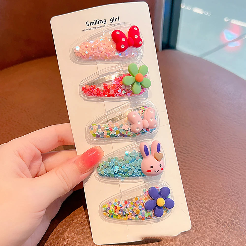 Trend Fashion Girl's Hair Clips Korean Style Glitter Sweet Hairpins For Girls Rabbit Bow Children's Hair Accessories Headwear