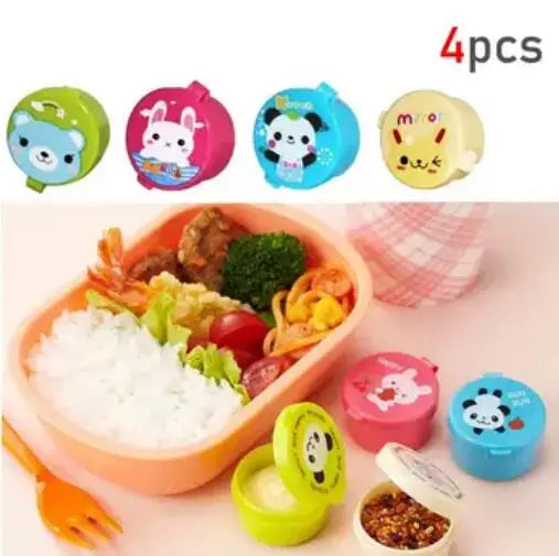 Kids Mini Cartoon Animal Food Toothpicks Condiment Squeeze Bottles Reusable Condiments Containers Office Lunch Box Accessories