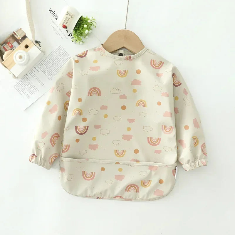 Baby's Soft Waterproof Bib Kid Long Sleeves Adjustable Feeding Cloth Little Boy Girl Painting Smock Child Meal Eating Apron