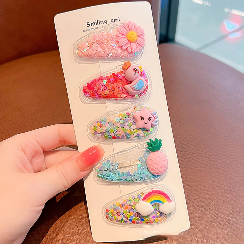 Trend Fashion Girl's Hair Clips Korean Style Glitter Sweet Hairpins For Girls Rabbit Bow Children's Hair Accessories Headwear