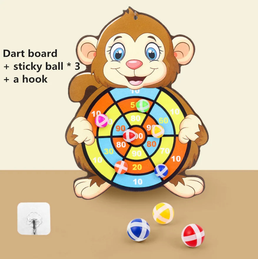 Child Montessori Toys for Kids 2 to 4 Years Old Cartoon Animal Dart Board Sticky Ball Family Interactive Educational Toys Baby