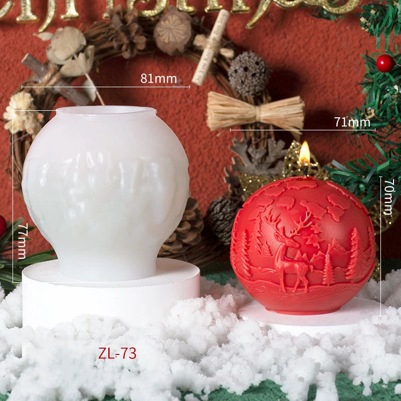 3D DIY Christmas Tree Ball Candle Silicone Mold Elk Star Ball Candle Mold Christmas Gift Cake Chocolate Mould Soap Molds