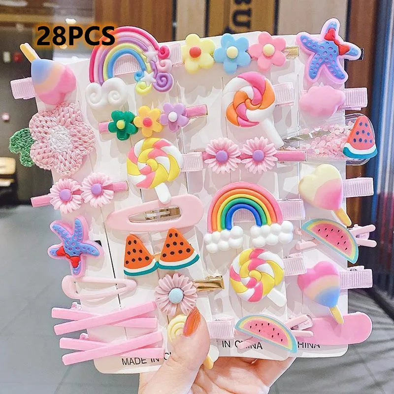 1 Set Children Cute Cartoon Flower Fruit Rubber Bands Hairpins Girls Lovely Hair Clips Kids Hair Bands Hair Accessories Gift