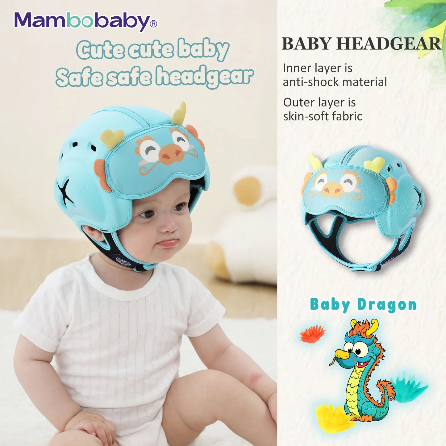 Mambobaby Safe Anti-Shock Baby Helmet Toddler Head Protector Headgear for Infant Learn Crawl, Walk Prevent Injury from Bump Fall