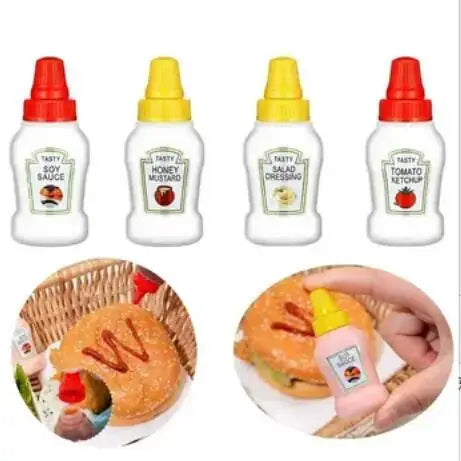 Kids Mini Cartoon Animal Food Toothpicks Condiment Squeeze Bottles Reusable Condiments Containers Office Lunch Box Accessories