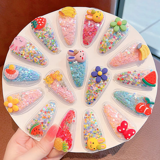 Trend Fashion Girl's Hair Clips Korean Style Glitter Sweet Hairpins For Girls Rabbit Bow Children's Hair Accessories Headwear