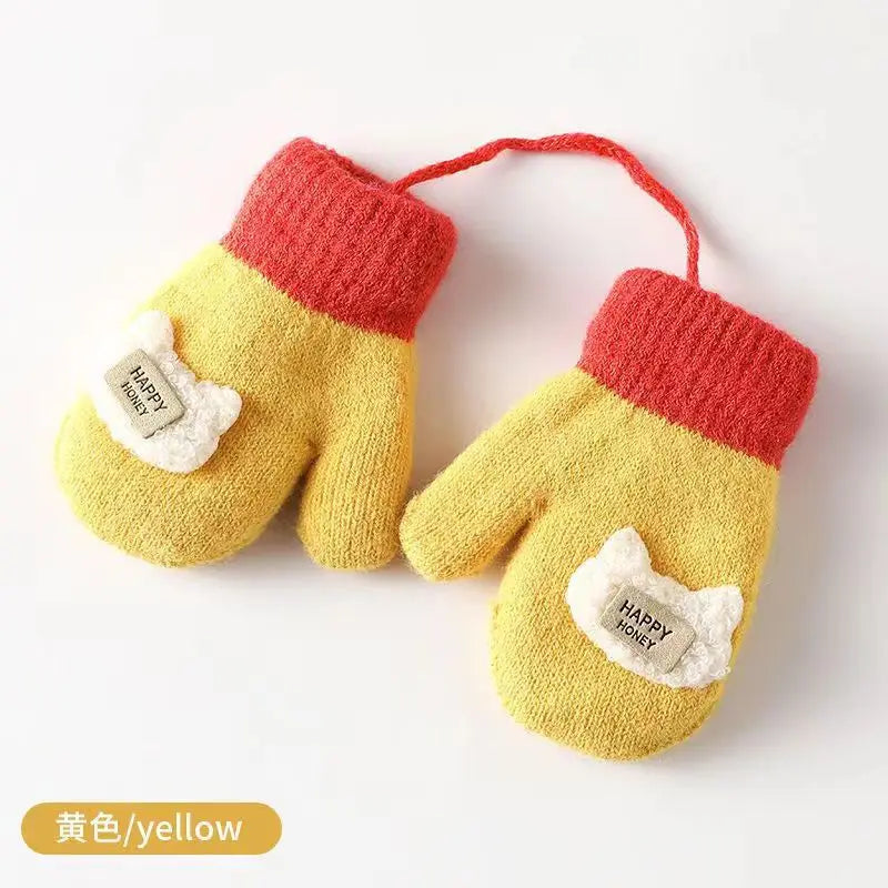 baby Winter Hand Gloves Thick Warmer Knitted Mittens Thicken Mittens for Kids Cute Cartoon Gloves Boys Girls