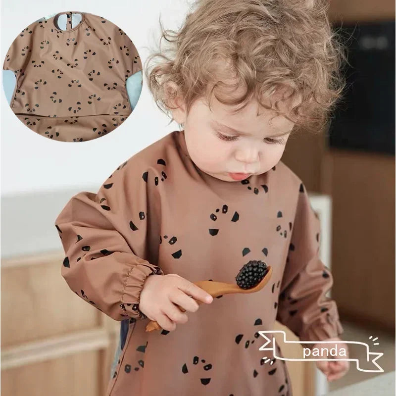 Baby's Soft Waterproof Bib Kid Long Sleeves Adjustable Feeding Cloth Little Boy Girl Painting Smock Child Meal Eating Apron