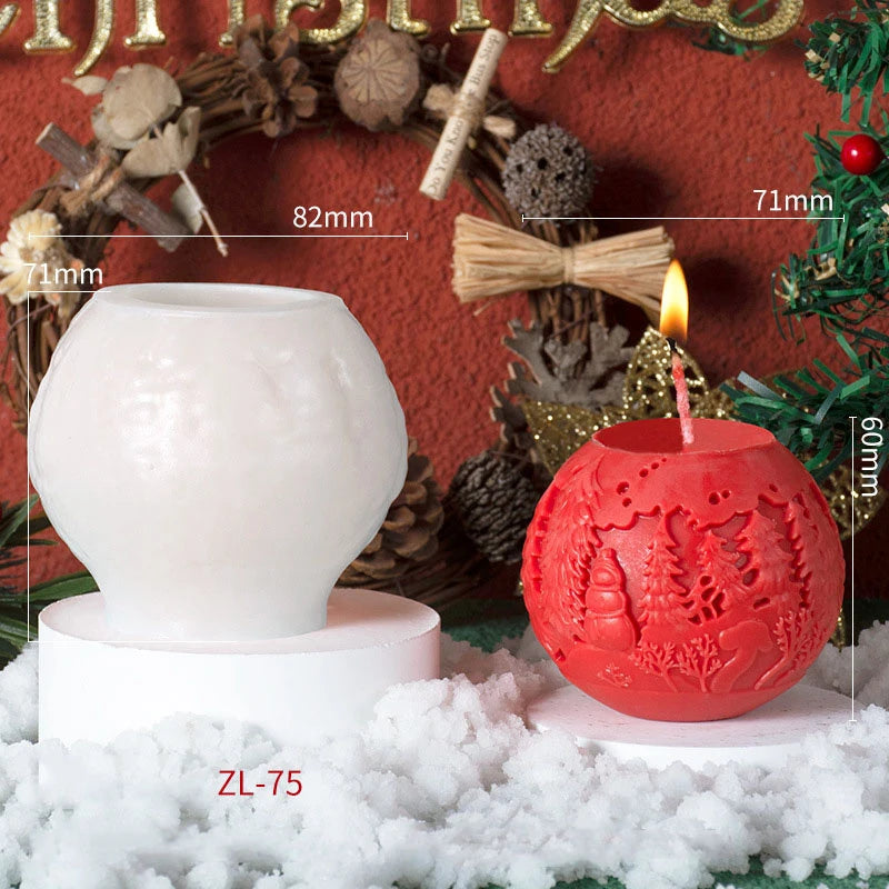 3D DIY Christmas Tree Ball Candle Silicone Mold Elk Star Ball Candle Mold Christmas Gift Cake Chocolate Mould Soap Molds