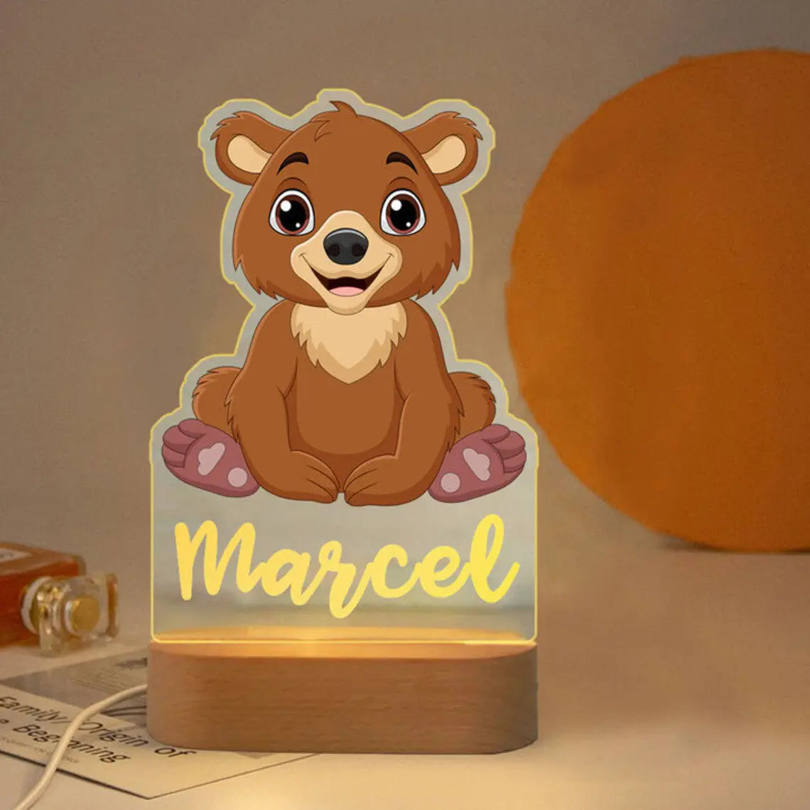 Personalized Children Animal Night Light Custom Name Acrylic Lamp Baby Kids Bedroom Decoration Neonate Birthday Christmas Gift