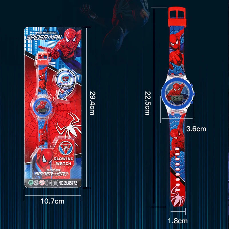 Flash Light Spiderman Kids Watches For Boys Cartoon shark Mickey Children Watch Girls Student Clock Gifts free shipping