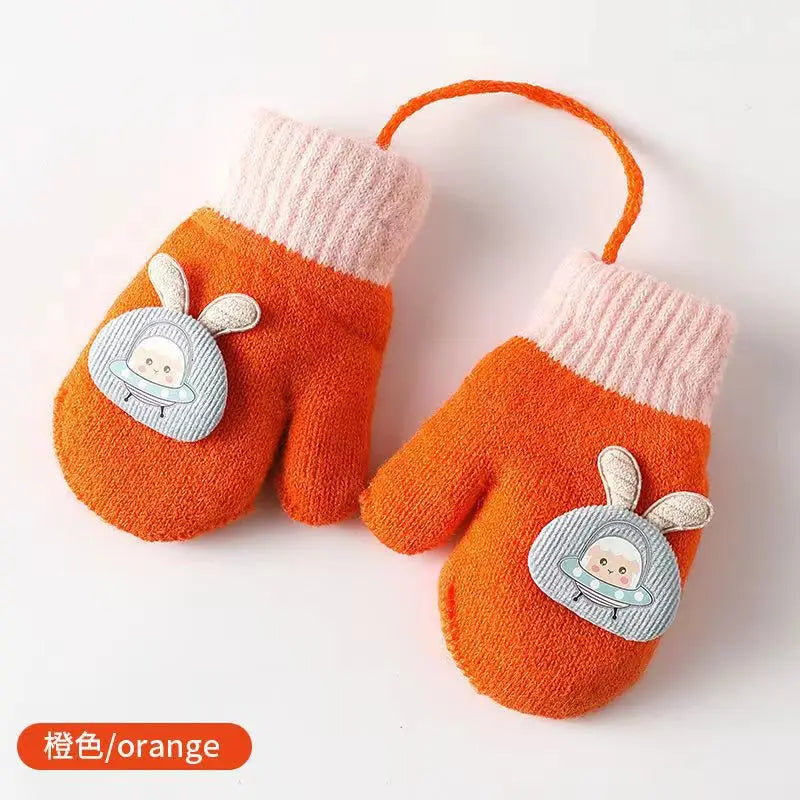 baby Winter Hand Gloves Thick Warmer Knitted Mittens Thicken Mittens for Kids Cute Cartoon Gloves Boys Girls