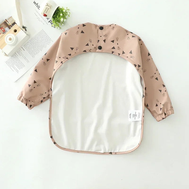 Baby's Soft Waterproof Bib Kid Long Sleeves Adjustable Feeding Cloth Little Boy Girl Painting Smock Child Meal Eating Apron