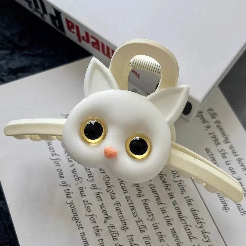 New Fashionable and Minimalist Cartoon Cat Korean Fresh and Sweet Girl Pan Hair Shark Clip Hair Accessories Grab Clip  2024