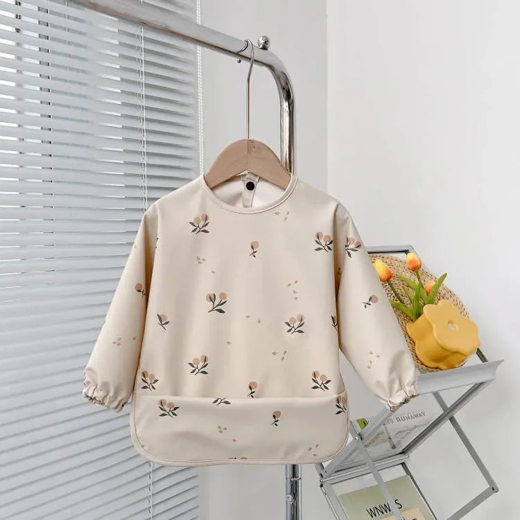 Baby's Soft Waterproof Bib Kid Long Sleeves Adjustable Feeding Cloth Little Boy Girl Painting Smock Child Meal Eating Apron