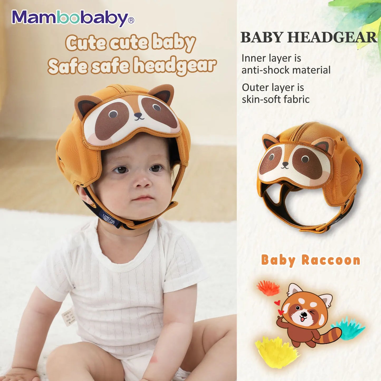 Mambobaby Safe Anti-Shock Baby Helmet Toddler Head Protector Headgear for Infant Learn Crawl, Walk Prevent Injury from Bump Fall