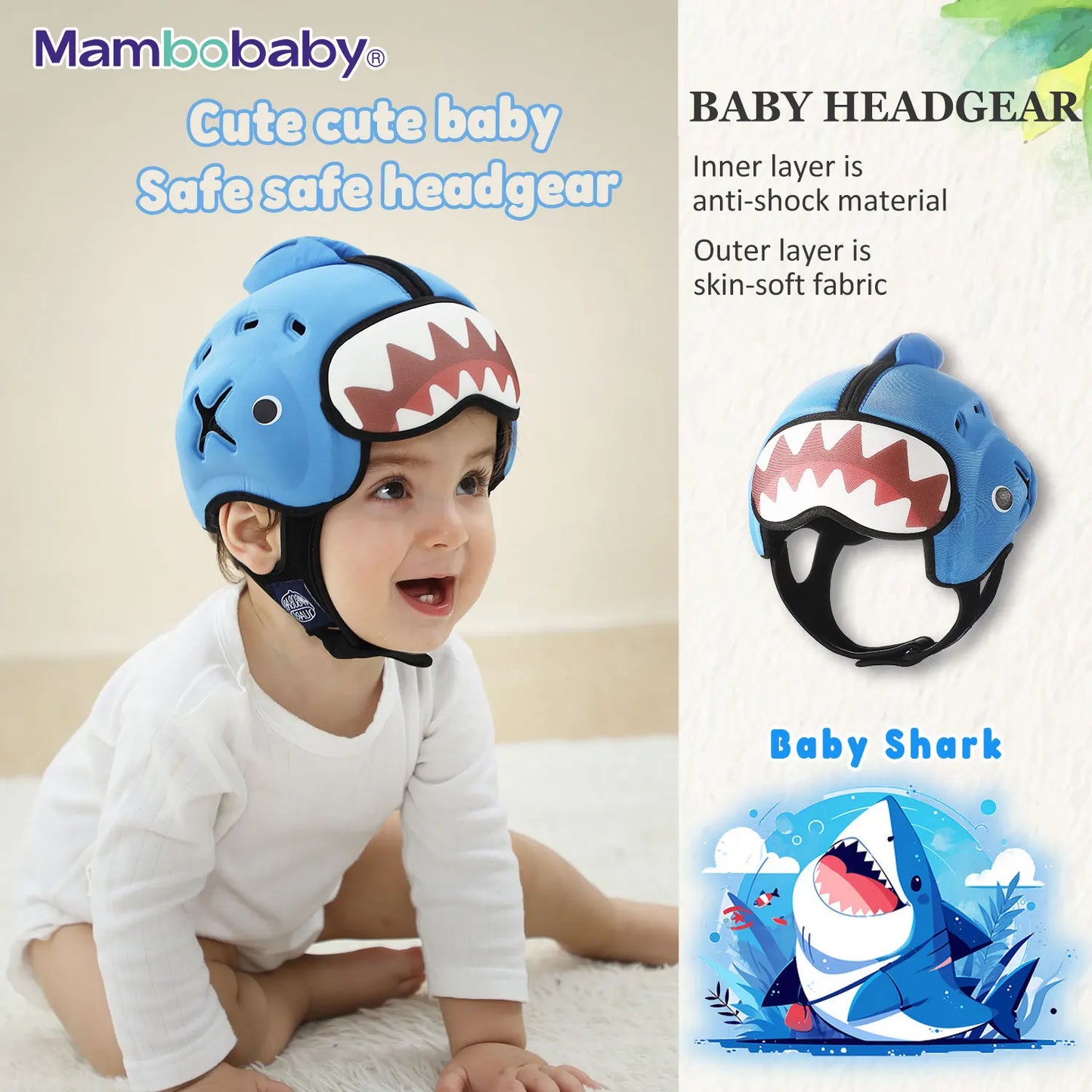 Mambobaby Safe Anti-Shock Baby Helmet Toddler Head Protector Headgear for Infant Learn Crawl, Walk Prevent Injury from Bump Fall