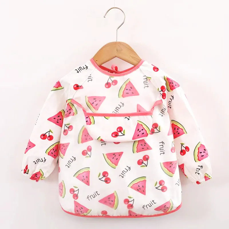 Baby's Soft Waterproof Bib Kid Long Sleeves Adjustable Feeding Cloth Little Boy Girl Painting Smock Child Meal Eating Apron