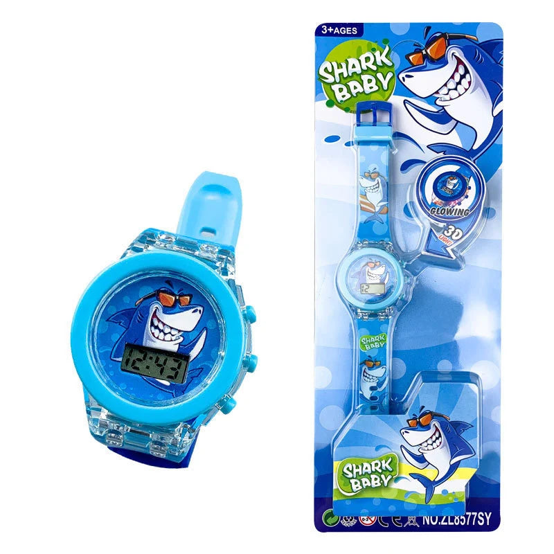 Flash Light Spiderman Kids Watches For Boys Cartoon shark Mickey Children Watch Girls Student Clock Gifts free shipping