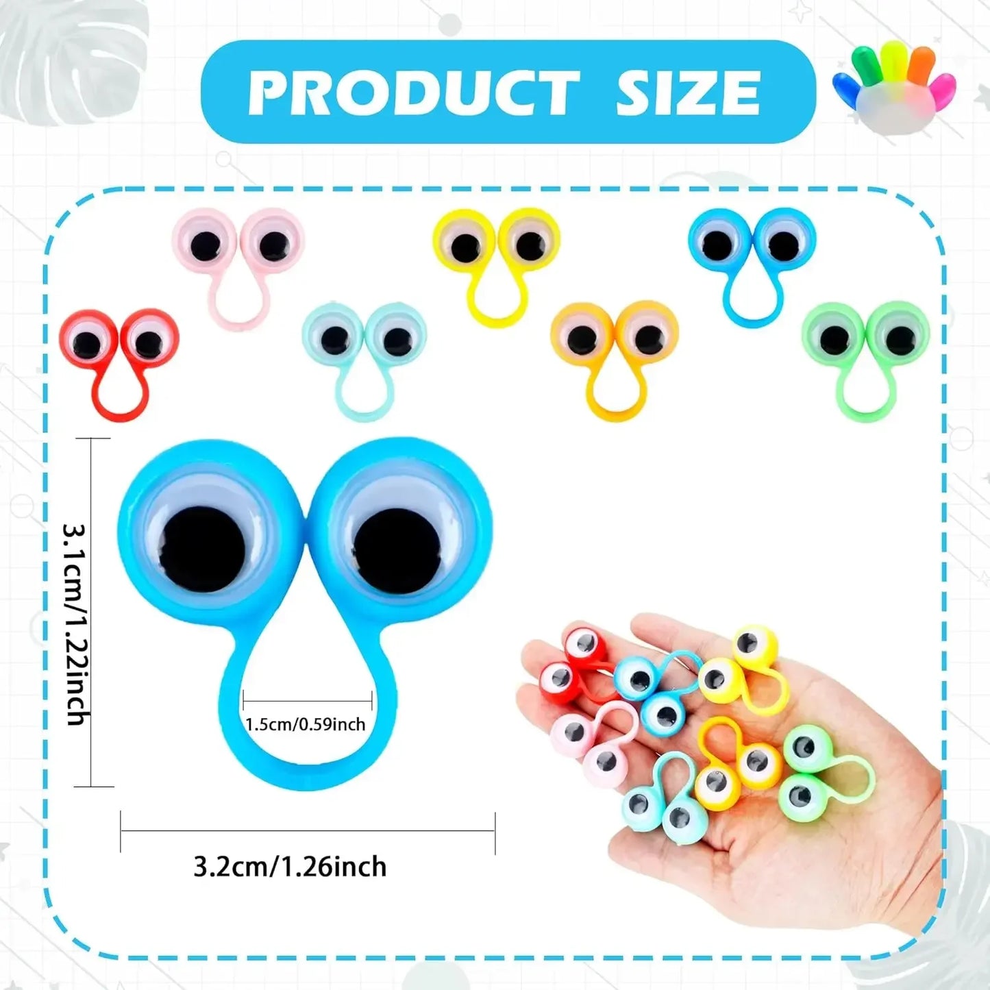 Eye Finger Puppet 20pcs Kids Googly Wiggly Eyeball Finger for Horror Themed Halloween Party Favor Children Goodie Bag Stuffer