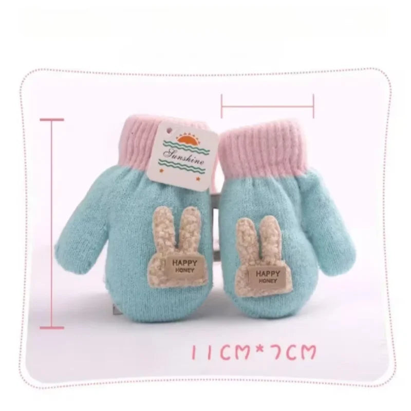 baby Winter Hand Gloves Thick Warmer Knitted Mittens Thicken Mittens for Kids Cute Cartoon Gloves Boys Girls