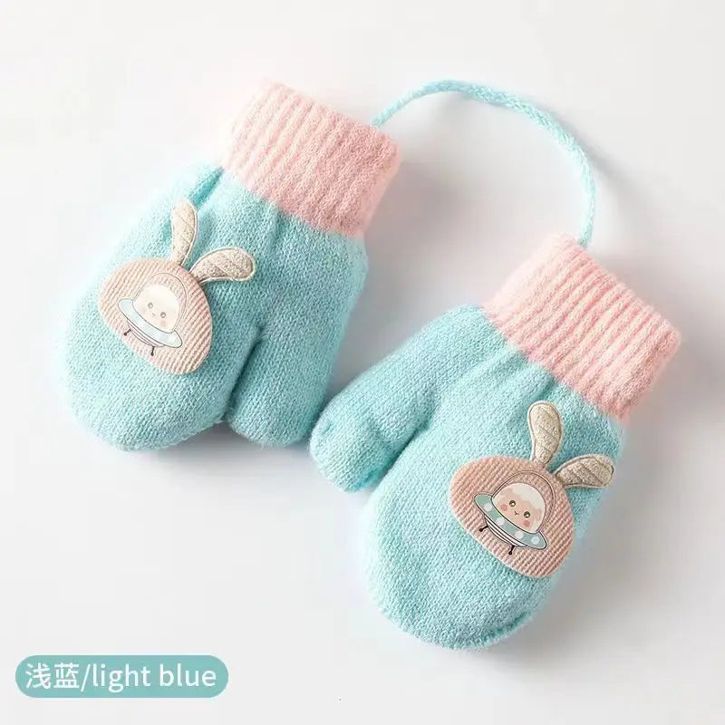 baby Winter Hand Gloves Thick Warmer Knitted Mittens Thicken Mittens for Kids Cute Cartoon Gloves Boys Girls