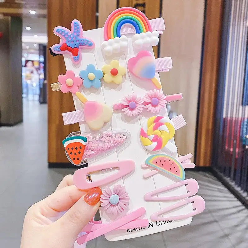 1 Set Children Cute Cartoon Flower Fruit Rubber Bands Hairpins Girls Lovely Hair Clips Kids Hair Bands Hair Accessories Gift